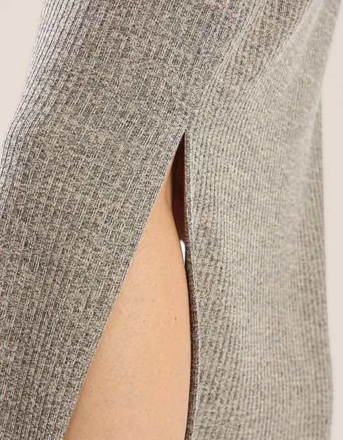 Long V neckline dress with side slits